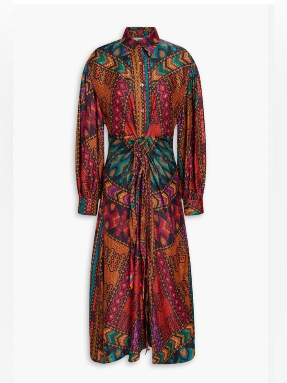 FARM RIO
Bead-embellished printed satin midi dress XS